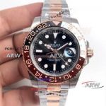 Perfect Replica Baselworld Rolex GMT-Master II 40MM Watch - 316L Steel Case 2-Tone Rose Gold Band Black Face